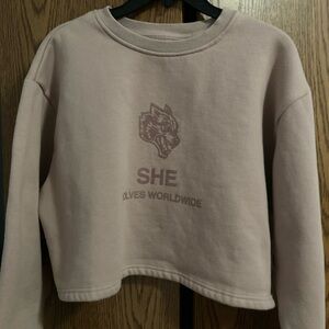 Darc Sport SHE Wolves Worldwide Cropped Crewneck Sweatshirt Mauve  Size M